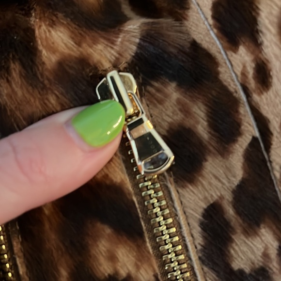 Brand NEW- L’Agence Leopard-Print Goat Hair Biker Jacket - Picture 7 of 8